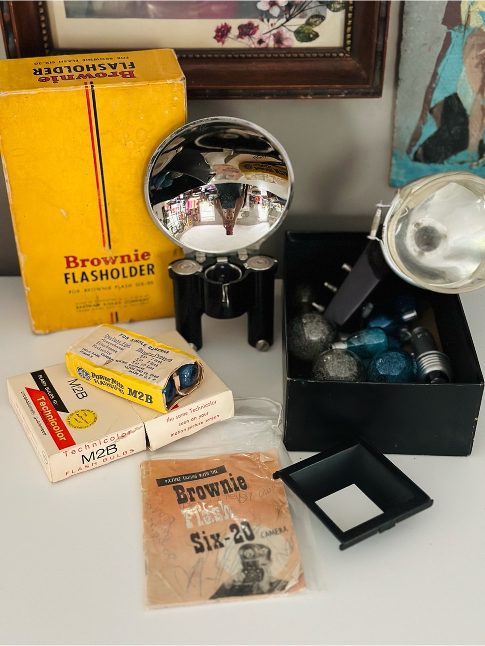 Vintage Kodak Brownie flash holders and accessories